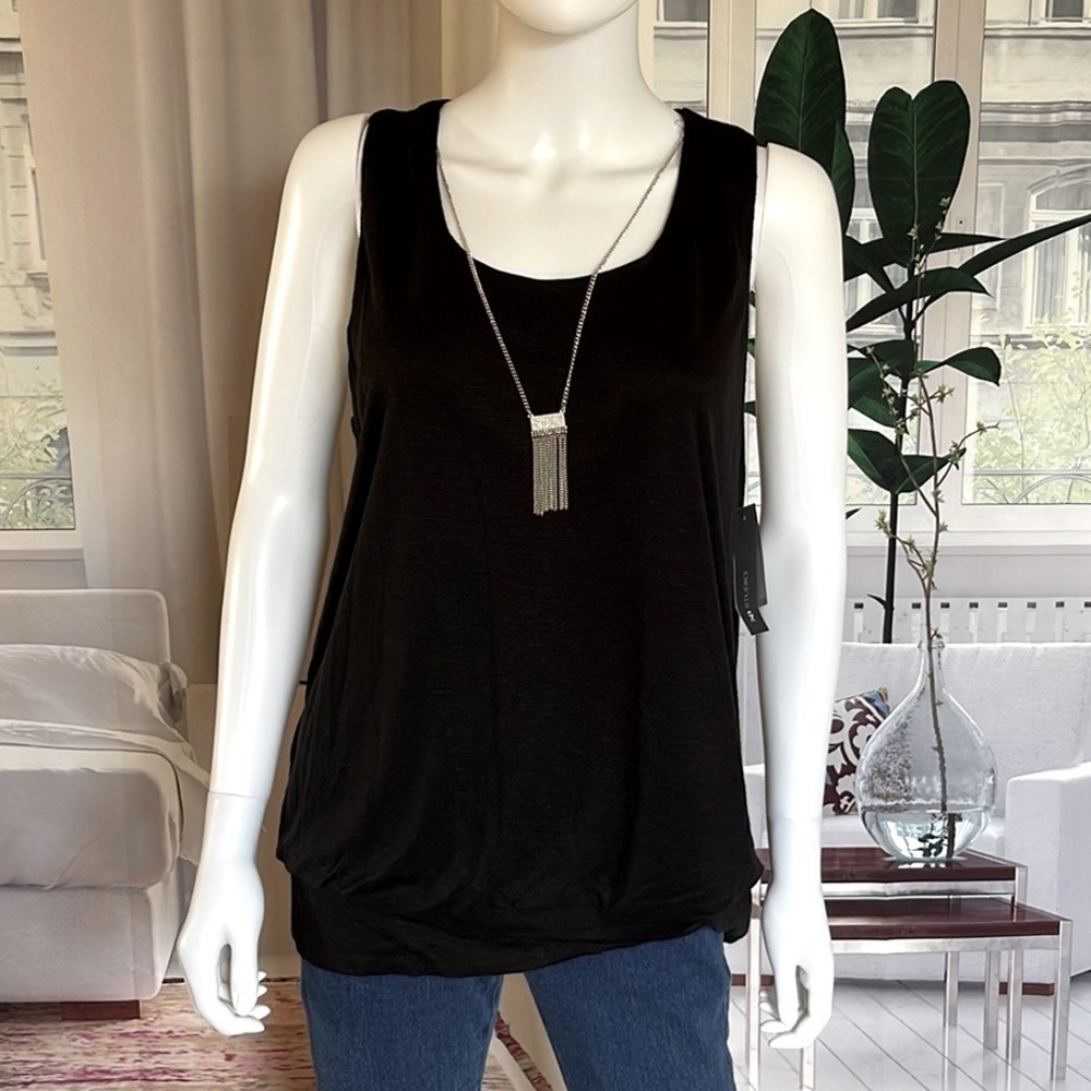 AB Studio Black Banded Bottom Necklace Top. Size XL. P5/A2100
